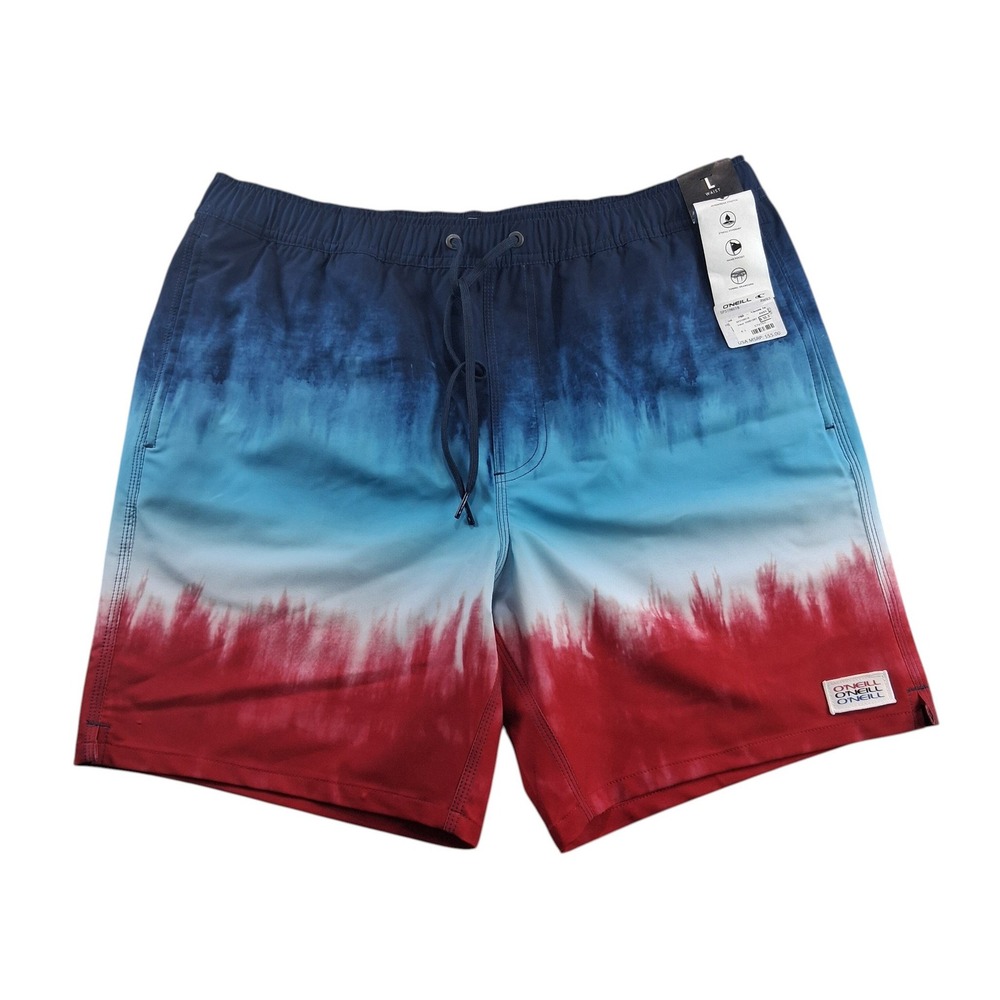 O'Neill Board Shorts Mens Size L Red White Blue Tie Dye Hyperfreak NEW